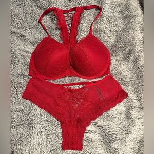 Victoria's Secret Red Lace Bra Set